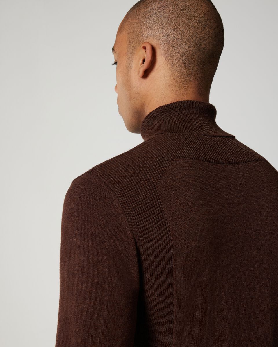 Roll Neck Knit With Rib Detail 
